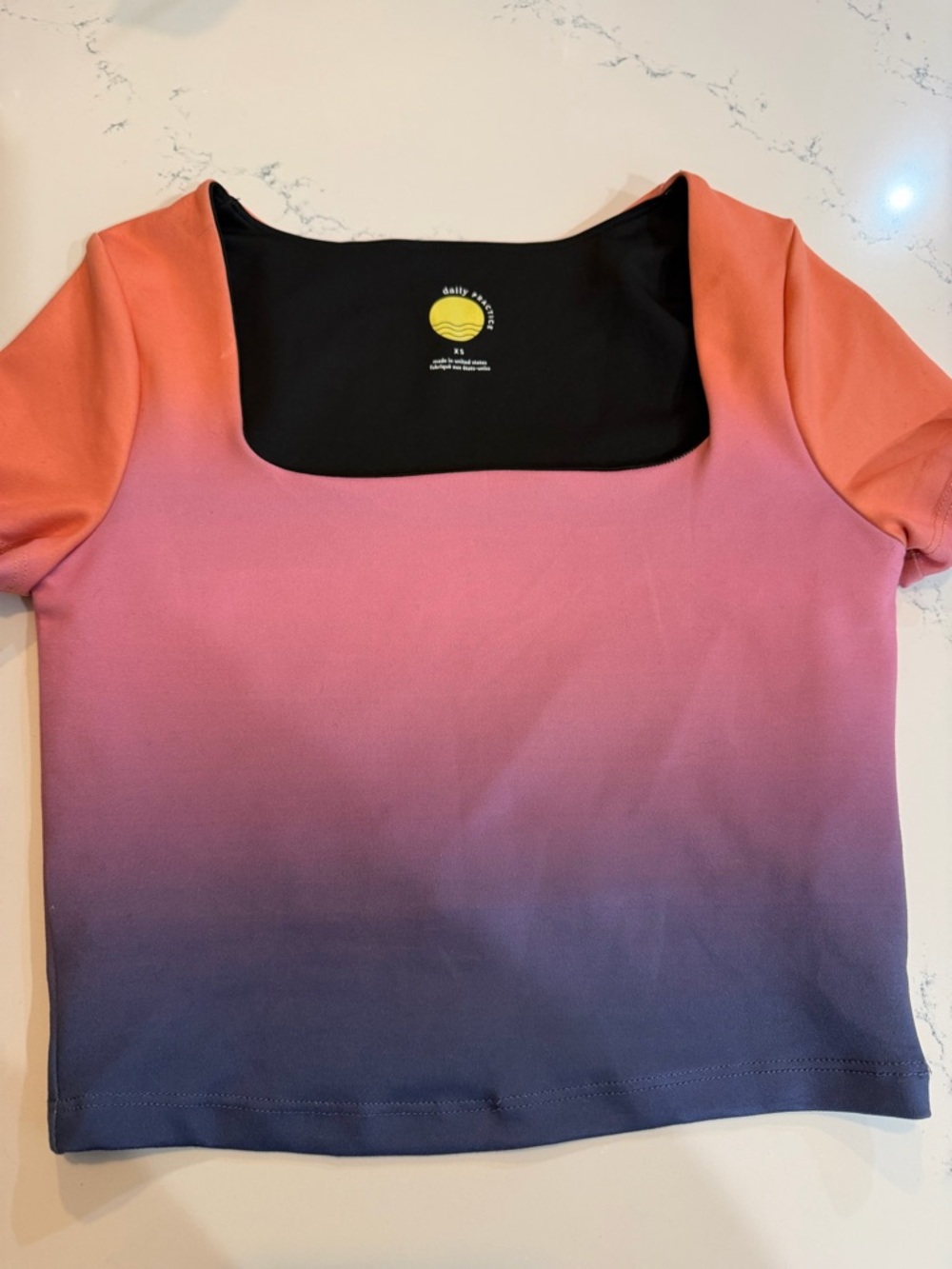 Sunrise Ombre Square-Neck Crop Top - Coral to Indigo